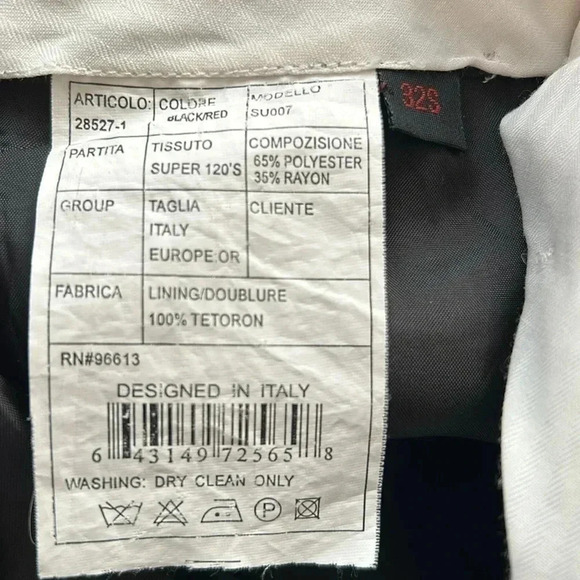 Designed in Italy Wide Leg High Rise Women 32/27 Trouser in Black Red Pinstripe - Picture 7 of 11